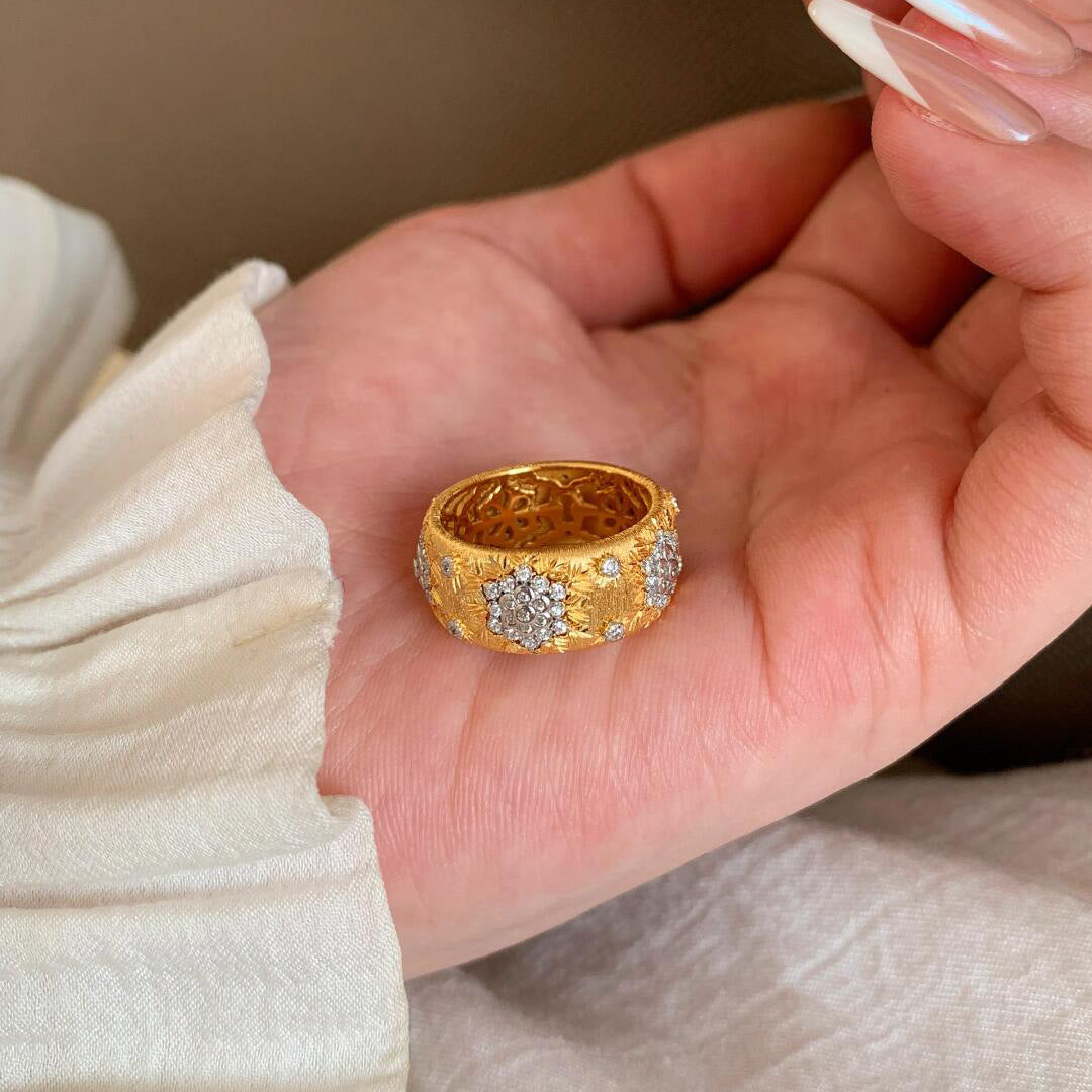 Women's Kaleidoscope Filigree Zircon Open Ring