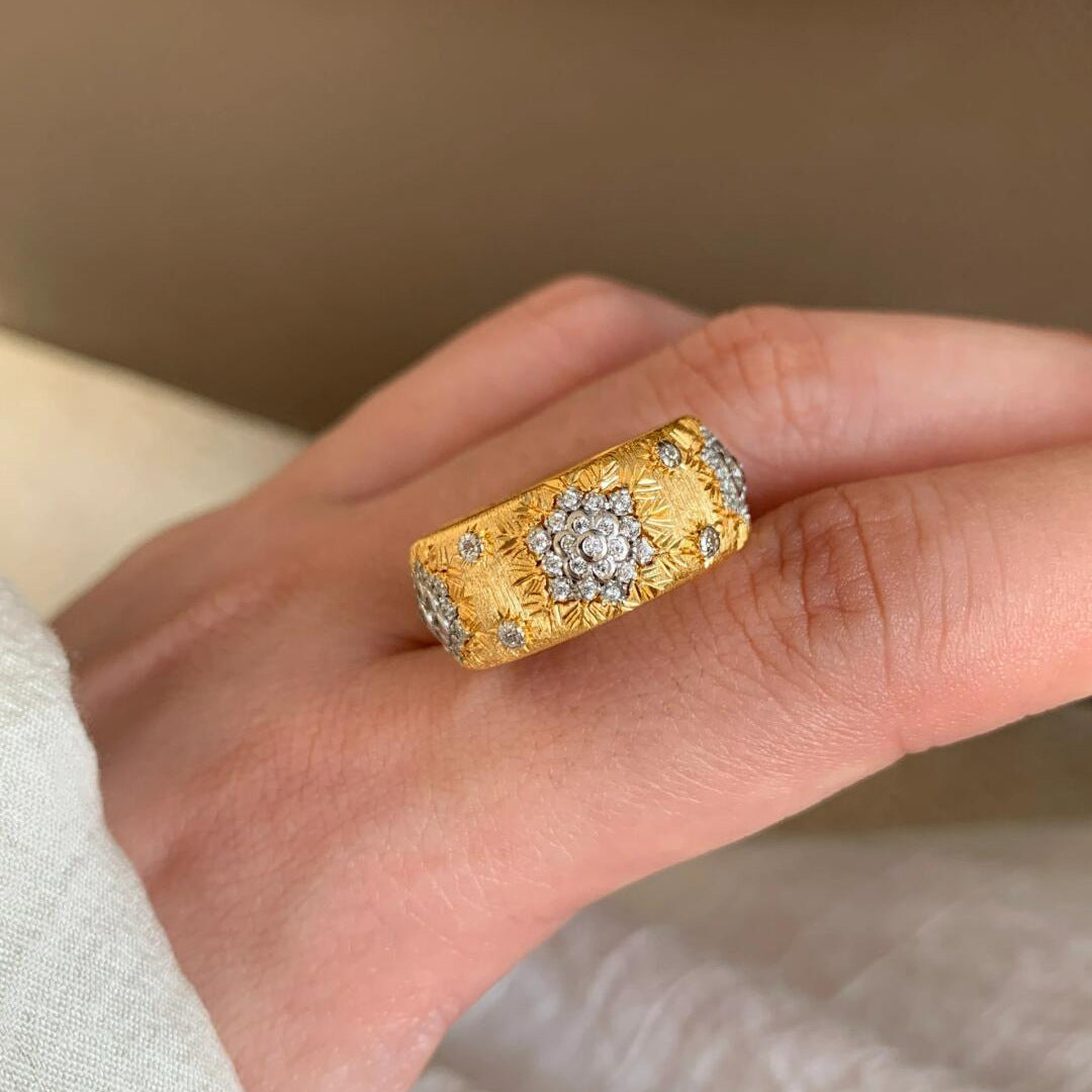 Women's Kaleidoscope Filigree Zircon Open Ring