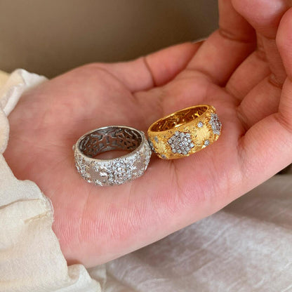 Women's Kaleidoscope Filigree Zircon Open Ring